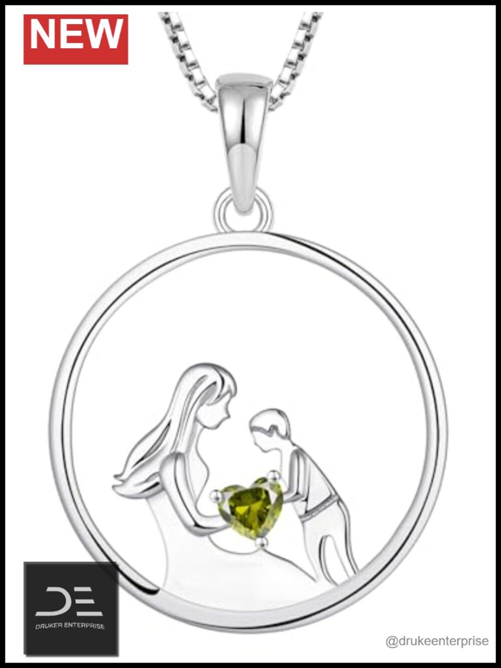 925 Sterling Silver Mother Necklace Pendant with Heart Birthstone Jewelry for